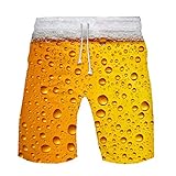 YEBIRAL Herren Shorts Lustig Bier 3D Druck Kurze Hose Schnelltrocknend Badehose, Sommer Männer Jungen Strand Surf Board Shorts Freizeithose Sporthose Sweatpants B