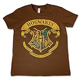 Harry Potter Offizielles Lizenzprodukt Hogwarts Crest Unisex Kinder T-Shirt - Braun 5/6 J