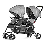 Besrey Geschwisterwagen Doppel-Kinderwagen für Zwillinge oder Geschwister. Mit Regenschutz. Von Geburt bis 3 Jahre. G