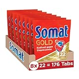 Somat Gold Spülmaschinen Tabs, 176 Tabs, Geschirrspül Tabs mit Extra-Kraft gegen Eingebranntes und Glanz-Effek