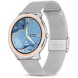 GOKOO Smartwatch Damen Silber IP67 wasserabweisend Fitness Tracker Smart Watch Frauen Elegant Sportuhr mit Pulsmesser Fitness Armbanduhr Schlafmonitor Kalorien Fitnessuhr für Android iOS