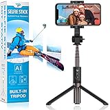 Power Theory Bluetooth Selfie Stick mit Handy Stativ und Fernauslöser - Selfiestick für iPhone 12 11 Pro Max XS X XR SE 8 7 6s Samsung Galaxy S20 S10+ S9 S8, Huawei und alle Smartphones - Selfi Trip