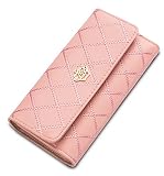 Damen Krone Geldbörse Süß PU Leder Elegant Portemonnaie (Rosa)