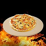Henkelion Runder Pizzastein für Ofengrill ohne Pizzaschieber aus robustem Keramik Pizzastein Set, Grillstein für Pizzablech, Pizza-Grillsteine – rund 40,6