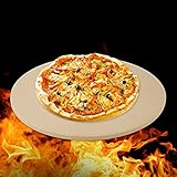 Henkelion Runder Pizzastein für Ofengrill ohne Pizzaschieber aus robustem Keramik Pizzastein Set, Grillstein für Pizzablech, Pizza-Grillsteine – rund 40,6