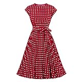 Wellwits Damen Polka Dots Cap Sleeves Plissee Vintage Kleid Gr. S, w