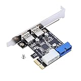 Richer-R USB 3.0 Expresskarte, PCI-E zu USB3.0 Erweiterungskarten Adapter mit 20PIN-Schnittstelle,Highspeed 2 Ports USB 3.0 Karte PCIe Express Schnittstellenkarte mit Windows XP 32/64 Windows 7 usw