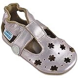 Baby Sandalen - Lauflernschuhe - Krabbelschuhe - Babyschuhe - Goldene Blumen 0-6 Monate (Größe 19/20)