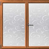 Rabbitgoo Fensterfolie selbsthaftende Sichtschutzfolie blickdichte Milchglasfolie statisch haftend Dekofolie Badfenster Anti-UV privatsphäre fensterfolie 90 x 200