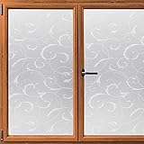 Rabbitgoo Fensterfolie selbsthaftende Sichtschutzfolie blickdichte Milchglasfolie statisch haftend Dekofolie Badfenster Anti-UV privatsphäre fensterfolie 90 x 200