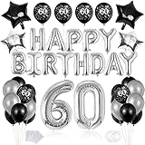 60. Geburtstag Dekoration, 60 Geburtstag Deko, 60 Jahr Geburtstagdeko, 60 Ballon Schwarz und Silber Deko, Luftballon 60. Geburtstag Deko, 60 Geburtstag Junge, 60 Geburtstag Mann, Deko 60 Geburtstag