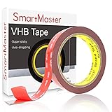 SmartMaster 3M Doppelseitiges Klebeband Extra Stark, 20mm x 3m Klebeband Doppelseitig Wasserdichtes Doppelseitiges Klebeband VHB, Doppelseitige Klebebänder für Autooberflächen/Lichtleisten/Home D