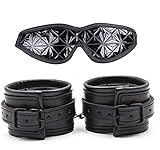 Schwarze Handgelenksmanschette und Augenbinde Punkrock Echtes Leder Tribe Armband Armreif,B`D`S-M Boňdàgé