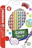 Ergonomischer Buntstift für Rechtshänder - STABILO EASYcolors - 12er Pack mit Spitzer - mit 12 verschiedenen Farb