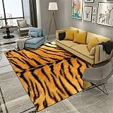 Teppich für esszimmer Gelber Teppich, Tierfellmuster, Moderner, Atmungsaktiver, Leicht Zu Verlegender Weicher Teppichteppich Wohnzimmer rund ,Gelb,120 X 160
