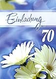Einladungskarten 70. Geburtstag Mann Frau mit Innentext Motiv weiße Blumen 10 Klappkarten DIN A6 im Hochformat mit weißen Umschlägen im Set Geburtstagskarten Einladung 70 Geburtstag Frau Mann K138
