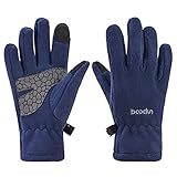 Arcweg Handschuhe Kinder Fleece Warm Laufhandschuhe Winter Gloves rutschfest Fahrradhandschuhe Touchscreen Winterhandschuhe Jungen Mädchen Fingerhandschuhe Camping Wandern Laufen Blau L-XL 7-8 J