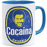 OM3® Pablo-Cocaina Tasse | Keramik Becher | 11oz 325ml | Bananas De Colombia Kokain Fun Parody | Hellb