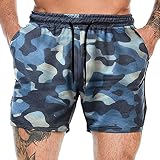 Herren Kurze Hosen Camouflage Sommer Jogginghose Basketball Shorts Mit Taschen Loose Fit Laufshorts Atmungsaktiv Trainingshose Sweatshorts Strand-Shorts Sommershorts Bermuda S