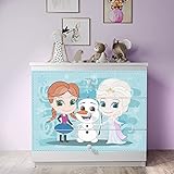 Bjird Kommode für Kinder, Kinderkommode für Mädchen und Junge - Weiße Spanplatten – Sideboard mit 3 Schubladen, 81x41x80,5 cm, Weiß - Eiskönig