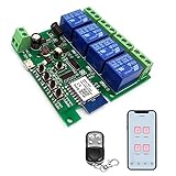 Newgoal 4 KanäleWiFi Wireless Smart Switch Inching Selbsthemmendes Relaismodul, angewendet auf die Zugangskontrolle Tuya SmartLife APP, DIY Garagentoröffner mit 433 MHz HF-Fernbedienung