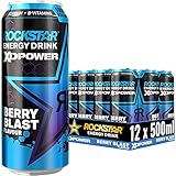 Rockstar XD Power Berry Blast - Koffeinhaltiges Erfrischungsgetränk für den Energie Kick, EINWEG (12x 500ml)