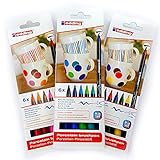 Porzellan-Pinselstift Edding 4200, 3 x 6er-Set, 1-4 mm, Family-, Warm-, Cool-Colour S