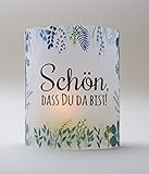 Tee Lichthülle 'Schön, DASS Du das bist  Flora Set mit 4 Stück Lichthülle für Tischlicht zur Hochzeit Kommunion, Konfirmation, Taufe, Firmung