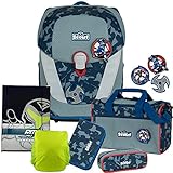 BLUE NINJA - Scout Sunny II mit Funny Snaps® Schulranzen-Set 6tlg. mit HEFTMAPPE - REGENHÜLLE GRATIS DAZU