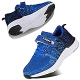 Kyopp Laufschuhe Kinder Turnschuhe für Mädchen Jungen Sportschuhe Kinderschuhe Outdoor Sneakers Klettverschluss Atmungsaktiv Unisex（Blau 38EU