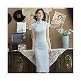 Traditionelle chinesische Hochzeit Kleider for Frauen Oriental eleganten klassischen dünne Cheongsam Baumwolle Leinen Lange Qipao Dame Bankett (Color : Color 5, Size : S.)