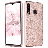 DUEDUE Huawei P30 Lite Hülle, Huawei P30 Lite Glitzer Hülle, Handyhülle Huawei P30 Lite Schutzhülle TPU Cover PC Schale Case Hülle für Huawei P30 Lite Roseg