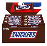 Snickers Schokoriegel | Erdnüsse, Karamell | 32 Riegel in einer Box (32 x 50 g)