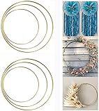 ALEMIN 6 Stück Metallring zum Basteln 20cm 25cm 30cm Gold Blumenkranz Reifen Makramee Ringe Mobile Ring Floral Hoops Traumfänger Ring, Hochzeitskranz, Wandbehäng