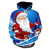 Nuzai Hoodie Herren Oversize 3D Weihnachtsserie Drucken Pullover Herren Persönlichkeit Mode Paar-Outfit Komfortabel All-Match Sweatshirt Herren Männer Und Frauen Tragbar Lässig Kapuzenpullover H