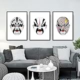 Klassische Chinesische Peking Oper Gesichts Make-up Leinwand Malerei Poster und Drucke Wandbild für Wohnzimmer Wohnkultur-30x50cmx3 R