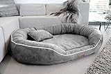 tierlando® Nonplusultra Marlon orthopädisches Hundebett mit Visco Plus Matratze in Velours! Soft-Lounge! Gr. M L XXL XXXL | 85 cm bis 220 cm (L 100 x 85 cm, 06| Grau)