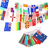 JZK 50 Meter 200 International Länderflaggen Fahnenkette Wimpelkette Flaggen Dekorationen für Bar, Sportvereine, Fußball-WM-Party, Party der Olympischen, Internationale Feierlichk