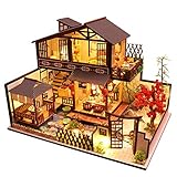 Draulic DIY Dollhouse Kit Assembled Miniature Cabin Handmade-House mit Musikbewegung für Weihnachten Geburtstag