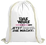 Shirtstreet24 Junggesellenabschieds natur Turnbeutel mit JGA 46 Das Wars - Jetzt hab ich die Macht Motiv Premium, Größe: onesize,weiß