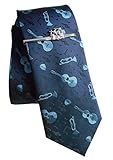 Unbekannt Schlagzeug Krawattennadel Seidenkrawatte Set Klammer silbern Krawatte blau + Geschenkhülle + Geschenkbox