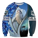 Love Shark 3D Voll Gedruckt Herren und Damen Sweatshirt Herbst/Winter Street Zipper Hoodie, Schwarz , 4X-Larg