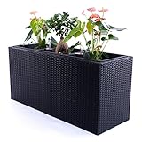 XXL Pflanztrog Blumentrog Trennelement Polyrattan als Raumteiler LxBxH 106x40x60cm schw