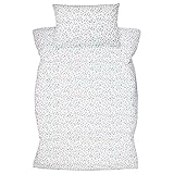 Amilian Kinderbettwäsche 2-teilig 100% Baumwolle Kinder Bettwäsche Babybettwäsche für Baby Bettbezug 100 x 135 cm, Kopfkissenbezug 40 x 60 cm, mit Hotelverschluß Schneeball Hellg