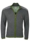 Spieth & Wensky Herren Trachten Strick-Jacke grau/grün 'Hannes', GRAU/Gras, XL