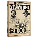 Terence Hill Bud Spencer Leinwand - Wanted $20.000 - Die rechte und die Linke Hand des Teufels - Kunstdruck (20 x 30 cm, Vintage)