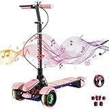 BCXRSE Kinder Roller Scooter Kinderroller Dreiradscooter für Mädchen und Jungen, Höhenverstellbarer, Faltbar Kinderscooter mit LED PU Räder, Kick Scooter für Kinder von 3-8-12-18 Jahren (Color : C)