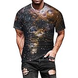 T-Shirt Sommer Herren T-Shirt Kurzarm Straßenmode Druck T-Shirt Herren Vintage T-Shirt Herren Loser Kragen T-Shirt Herren Bunt T-Shirt Herren Lustig, Schwarz , Larg