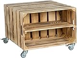 2er Obstkistentisch 'Elfriede' mit Rollen Maße 60 x 54 x 42cm Couchtisch Abstelltisch Couch Tisch Weinkiste Holzkiste Regal Obstkiste Regaltisch Wohnzimmertisch (Geflammt mit EInlage)