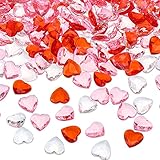 Vergissmeinnicht 600 Stück Diamanten Herz Deko Herzen Diamantkristalle Rot Rosa Weiß Acrylic Heart Streudeko Hochzeit Herz Tisch Streuung Dekoration Herzen Deko, 12